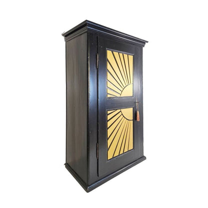Antiker Schrank, Acryl schwarz mit Sonne goldfarben 10