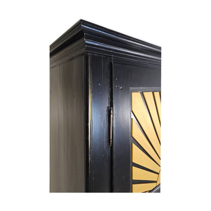 Antiker Schrank, Acryl schwarz mit Sonne goldfarben 10